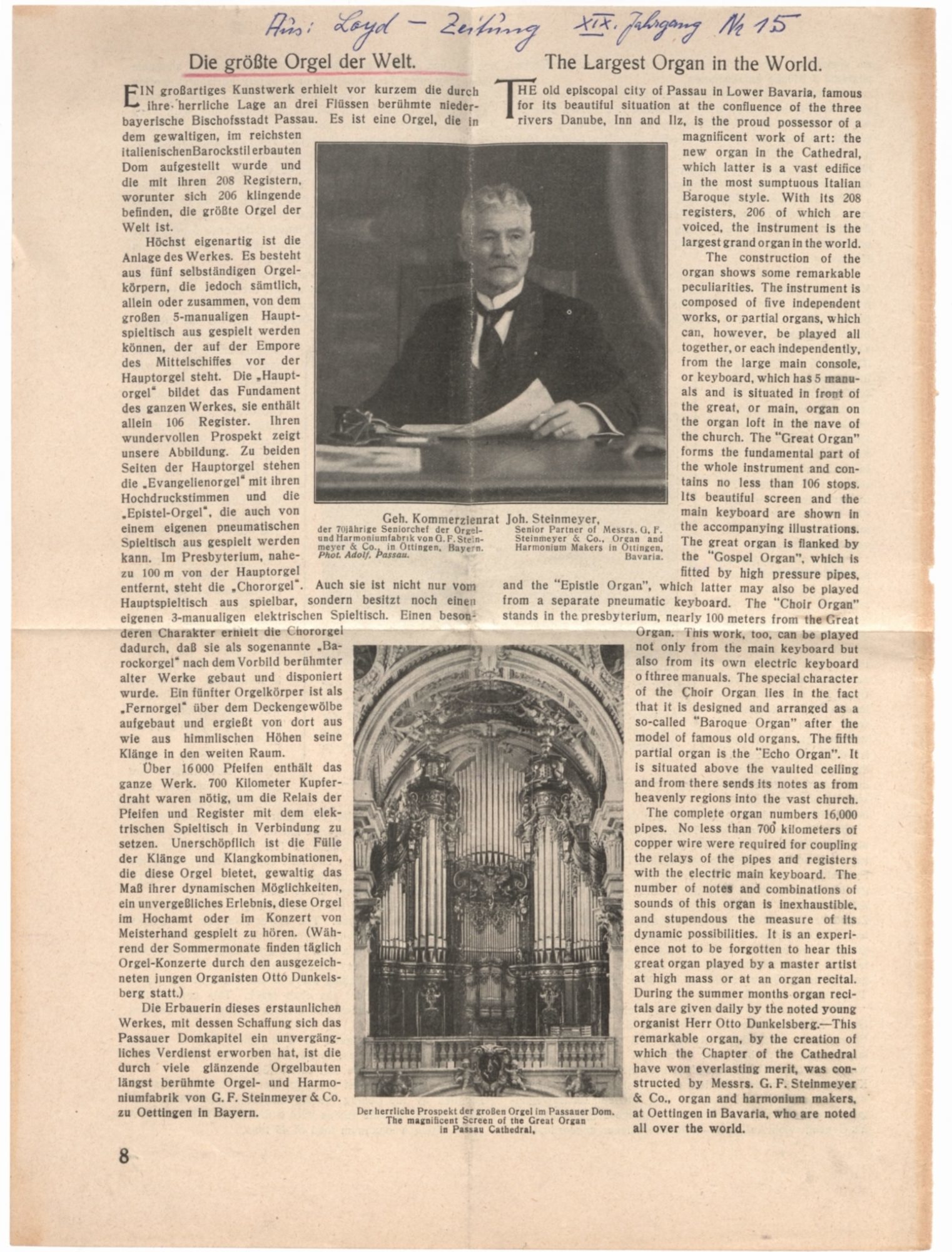 Archiv Bistum Passau Artikel Pester Loyd Zeitung