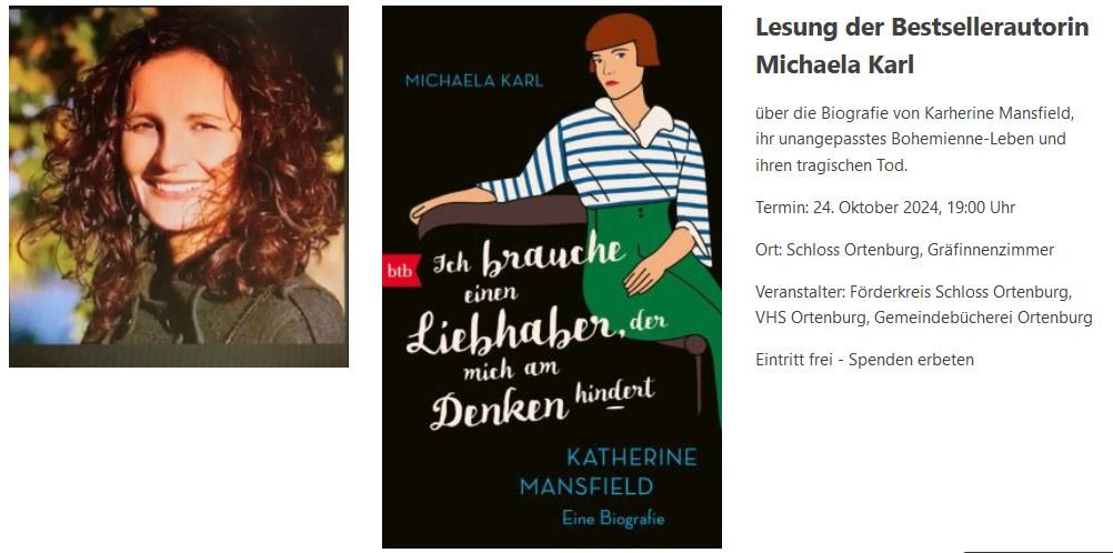 Ortenburg Lesung Michaela Karl