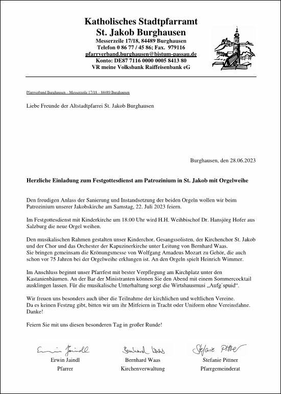Einladung Pfarrfest 2023